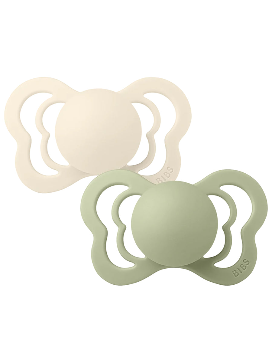 BIBS Pacifier (Orthodontic) Couture Silicone Ivory + Sage
