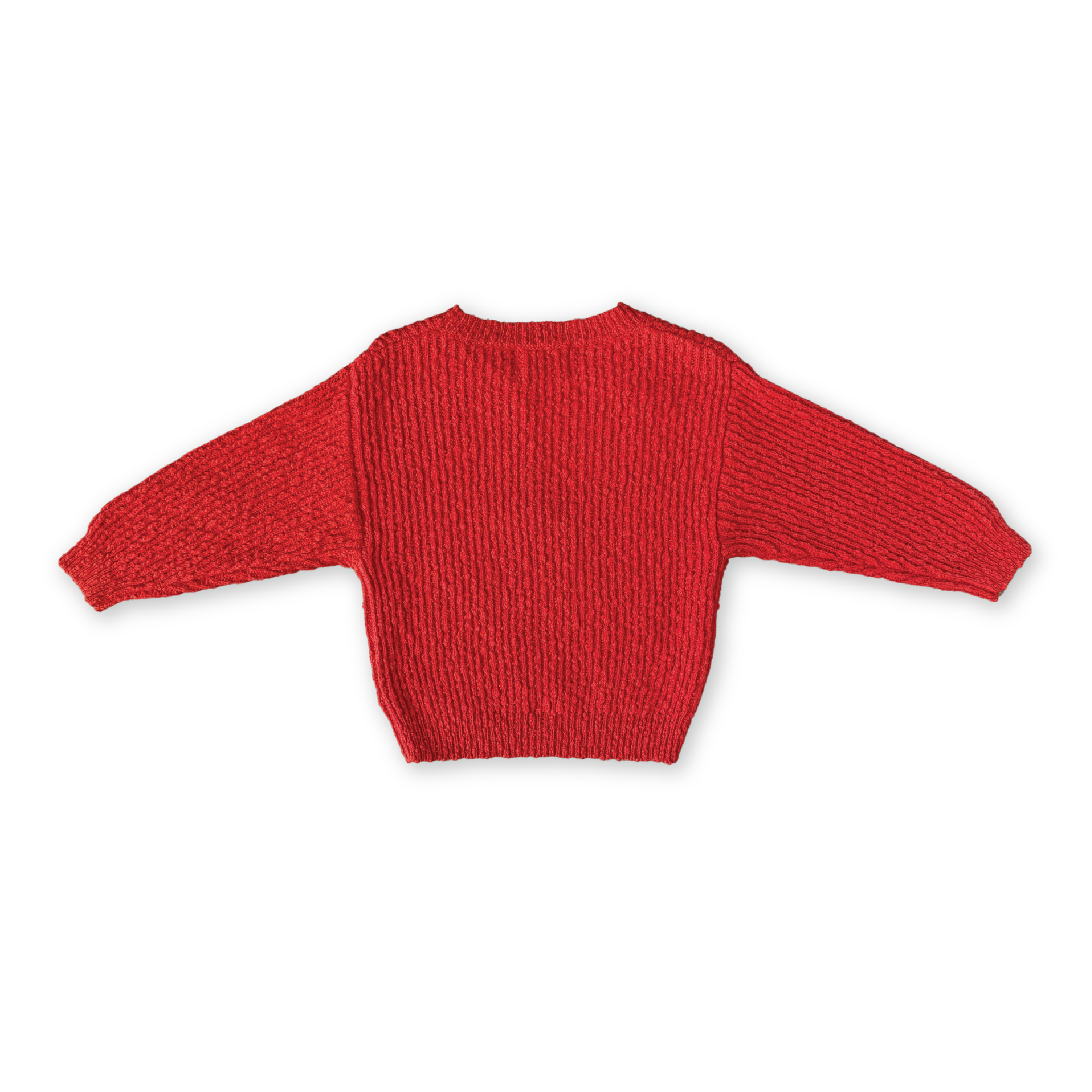 GROWN Organic Textured Knit Sweater in Sauce color, shown from the back, featuring a cozy, textured knit design.