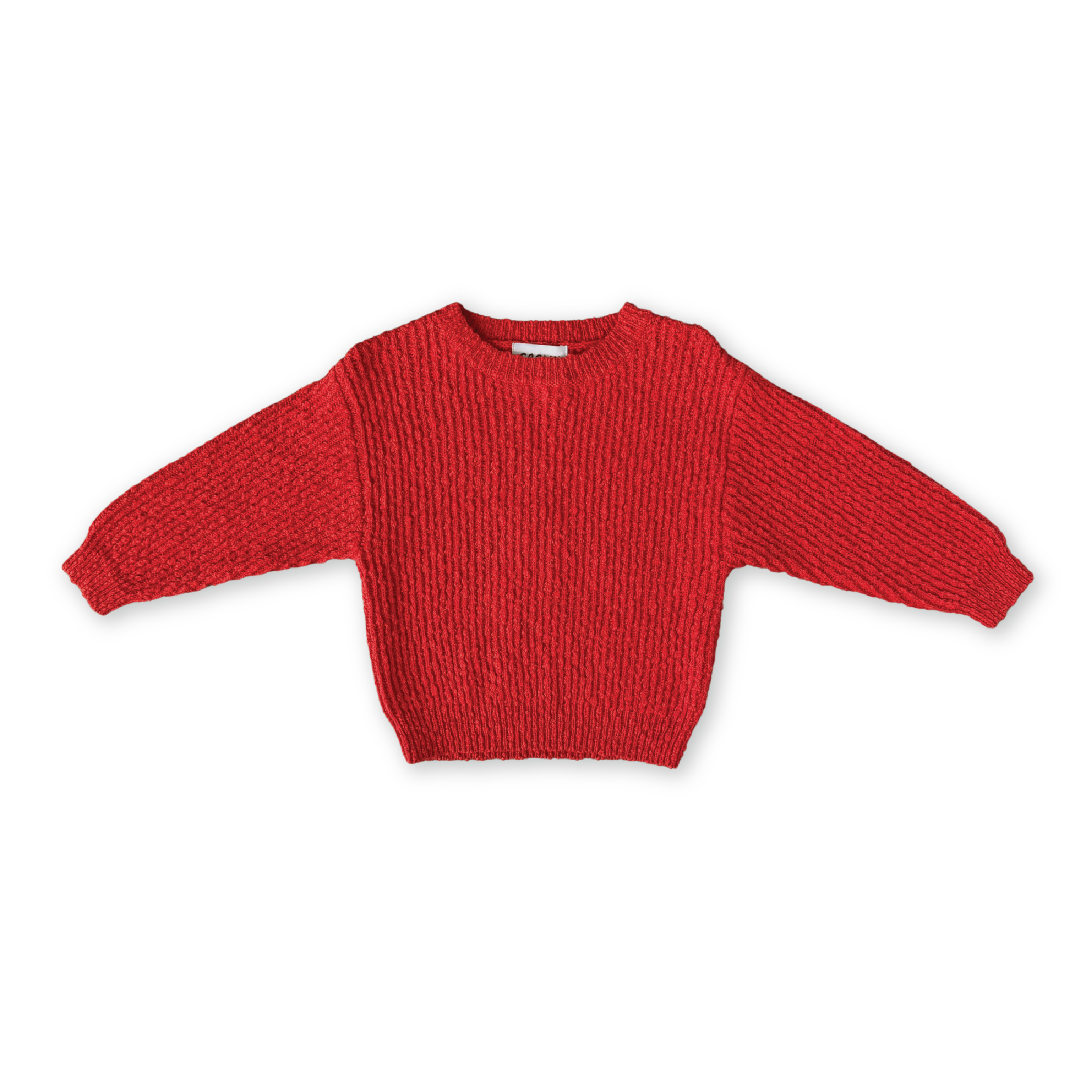 Grown Organic Textured Knit Sweater in Sauce color, front view showing cozy knit pattern and classic pullover design.
