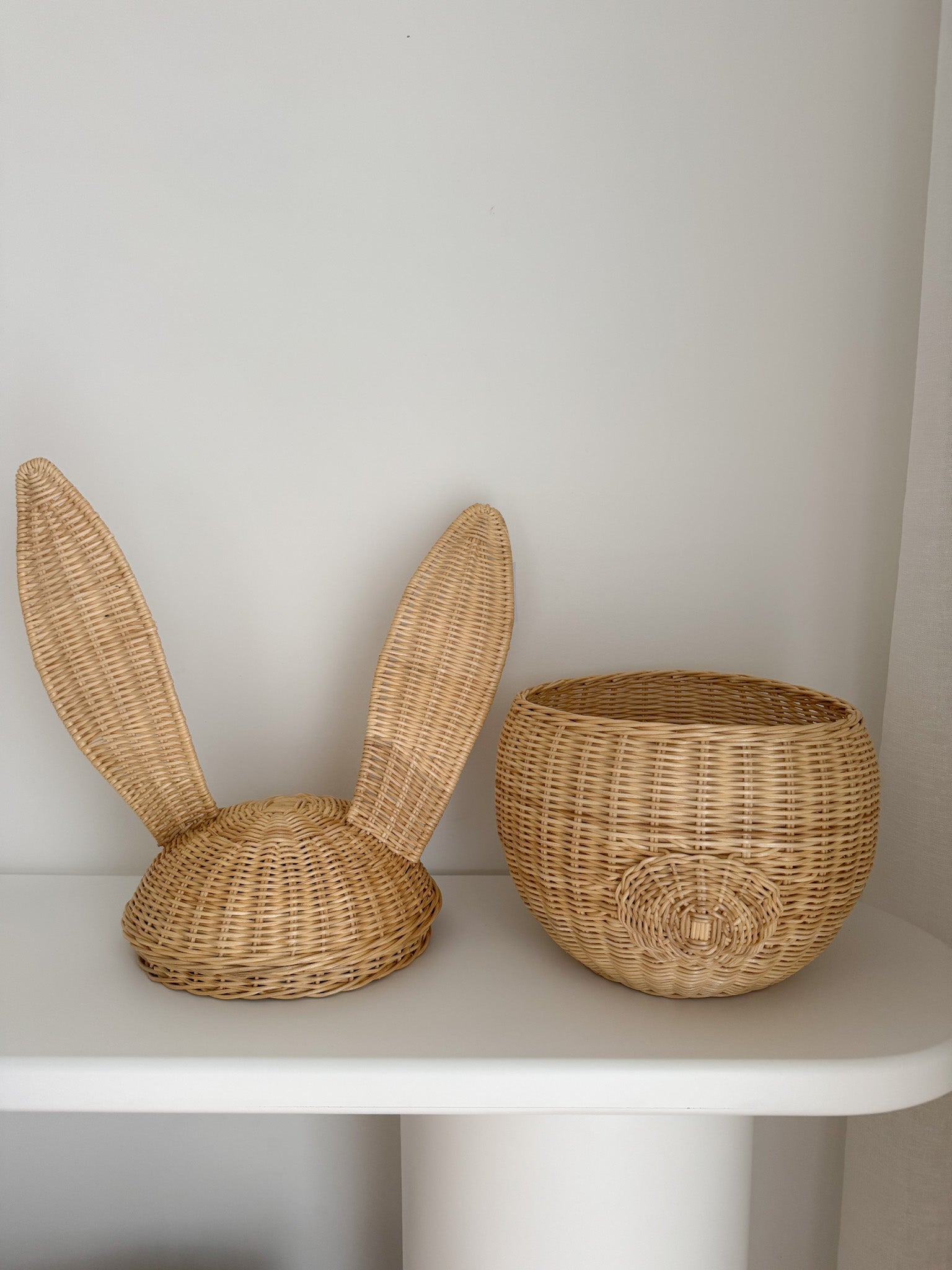 INKAH Rattan Bunny Basket by Inkah Limited, showing a handcrafted woven rattan basket with bunny shape and detailed weaving.