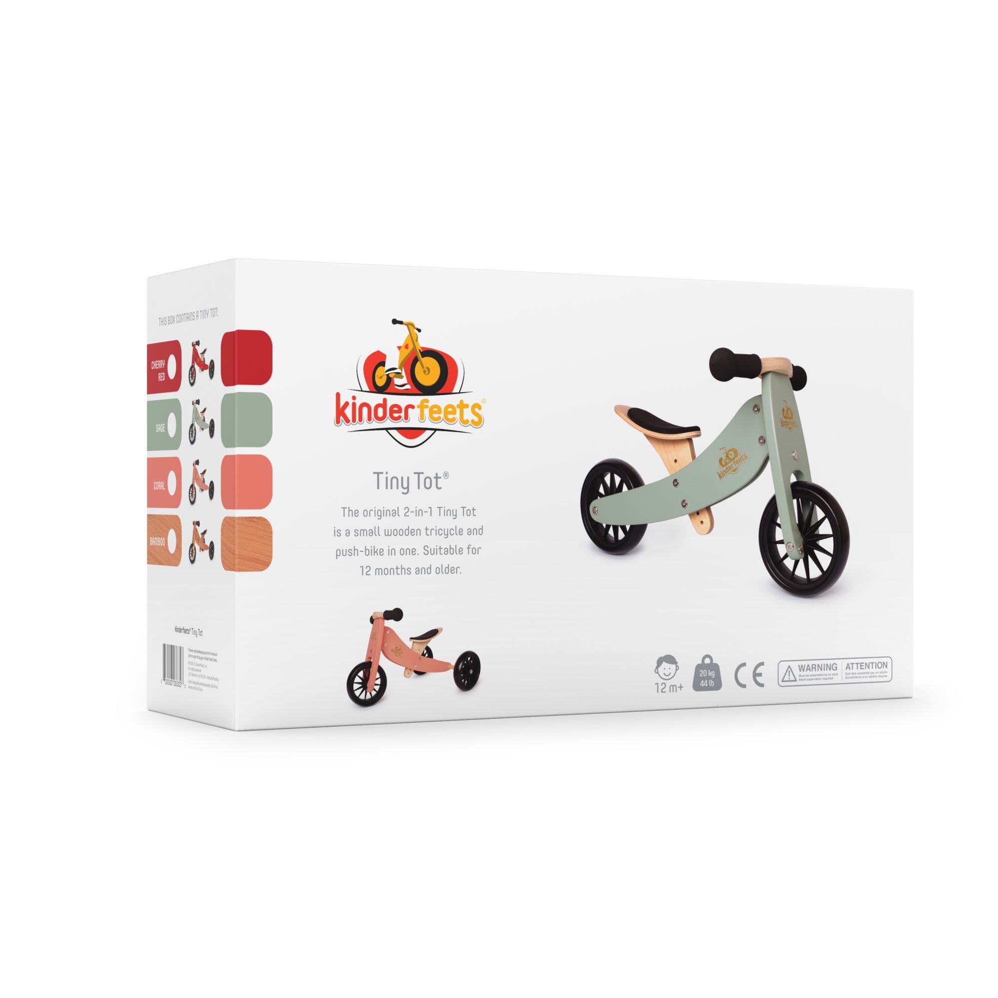 Kinderfeets Tiny Tot Mocha balance bike with a sturdy frame and ergonomic design, shown from the back.