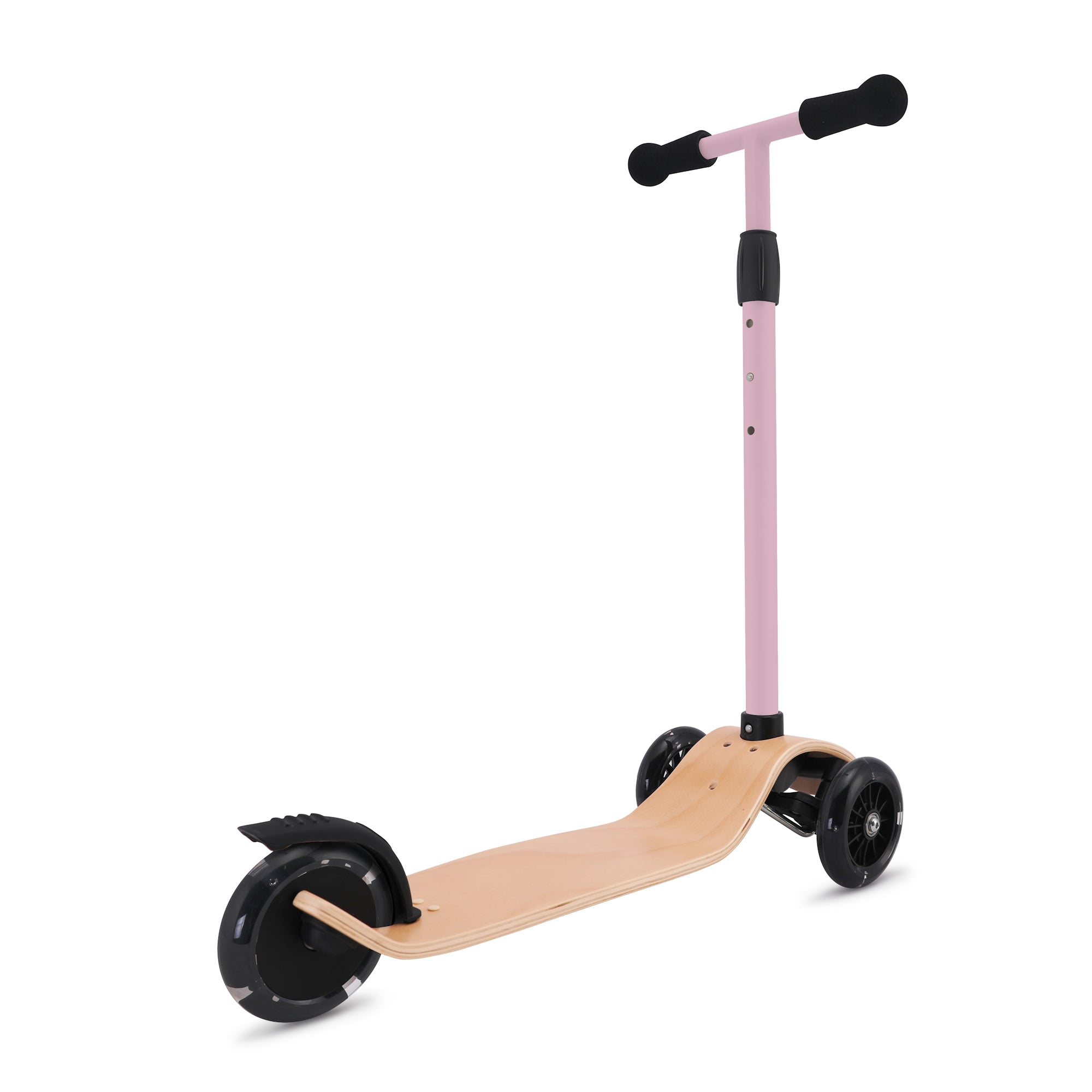 Pink Kinderfeets Kinder Scooter for kids, featuring a sturdy design and comfortable handles, perfect for young riders.