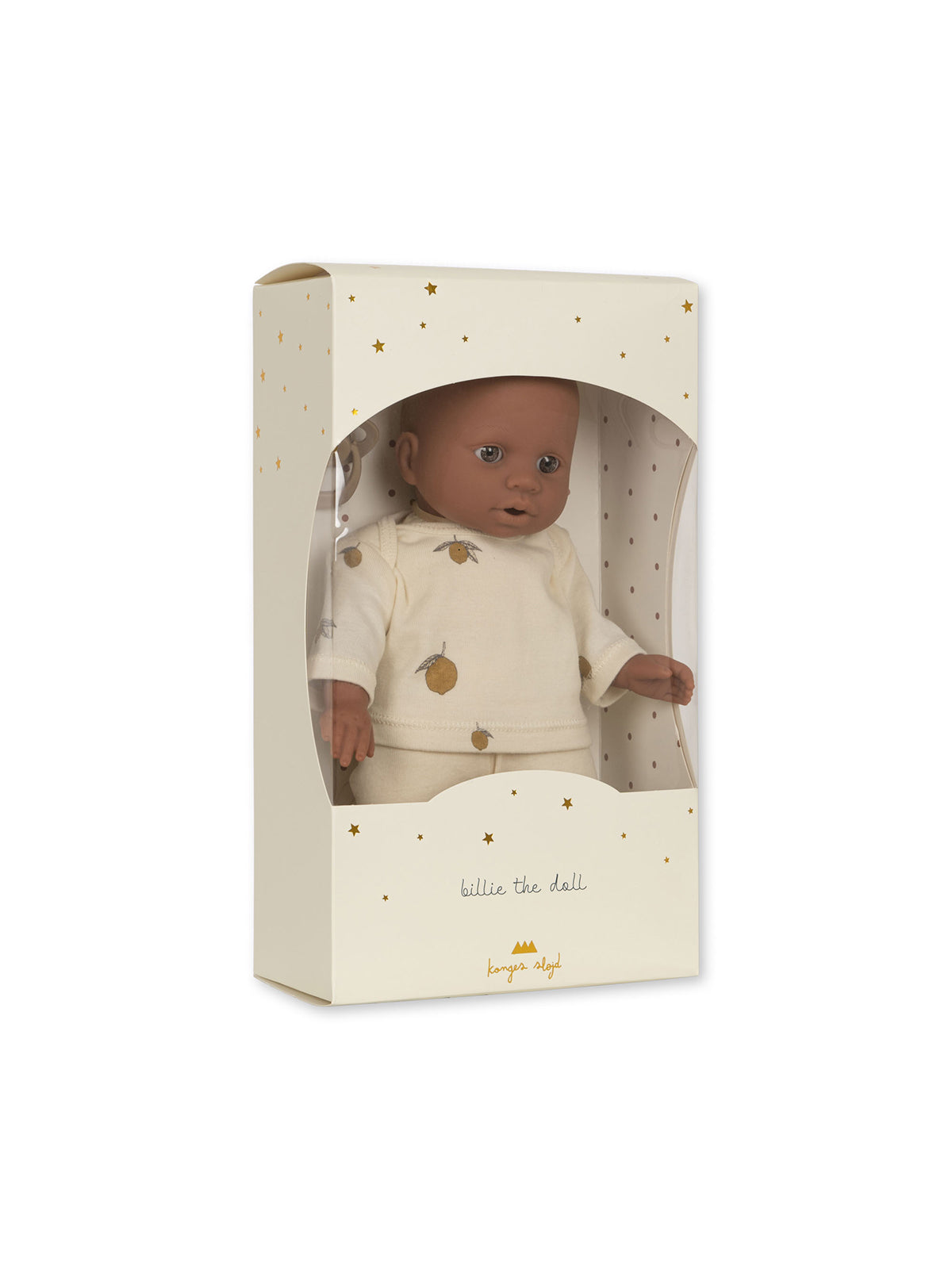 Konges Slojd Billie the Doll toy with colorful clothing and soft features, perfect for children and imaginative play.
