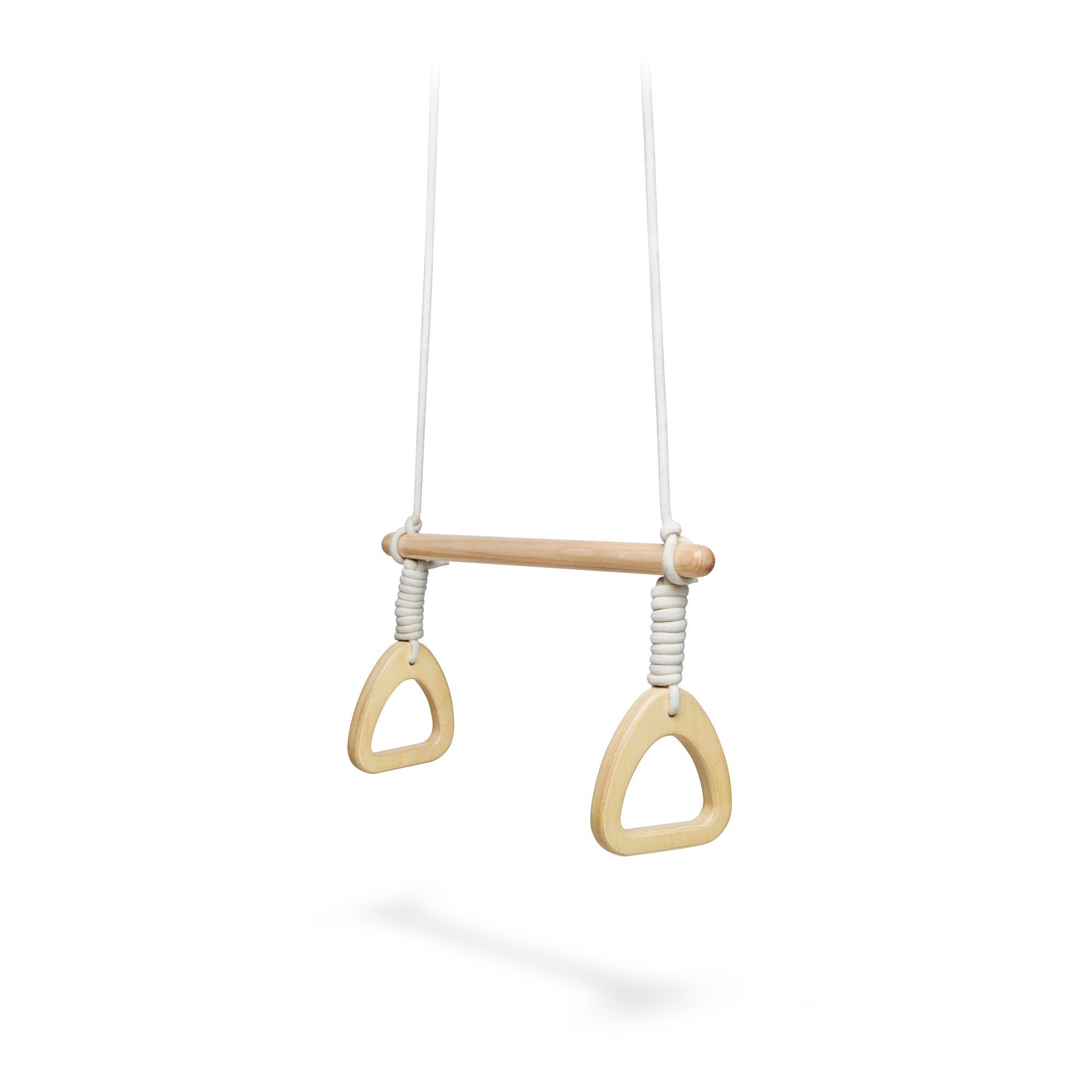 Kinderfeets trapeze with rings for children, featuring a colorful climbing toy with sturdy rings and a supportive frame.
