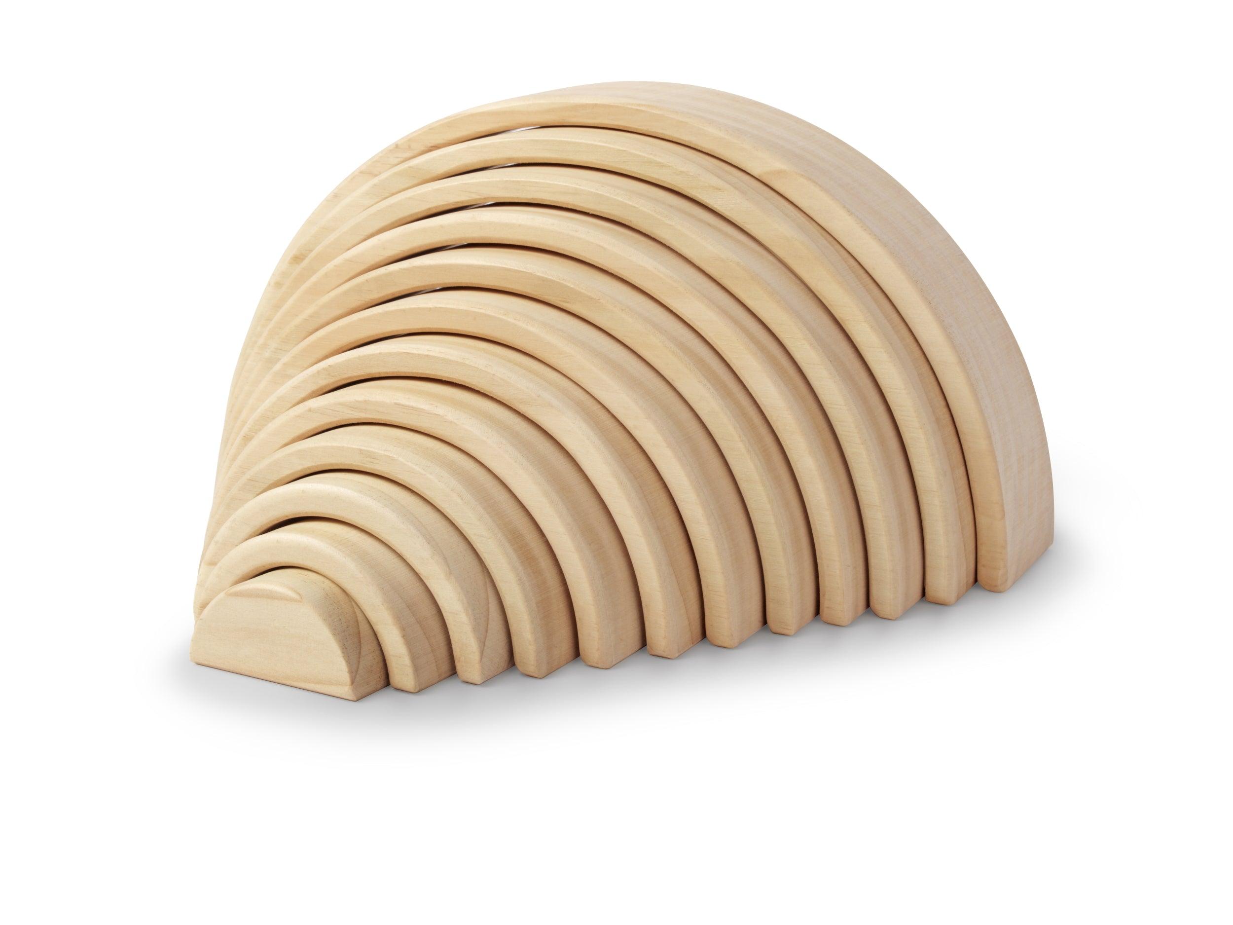 Kinderfeets large natural wooden arches, eco-friendly wooden toy set for creative play and building.