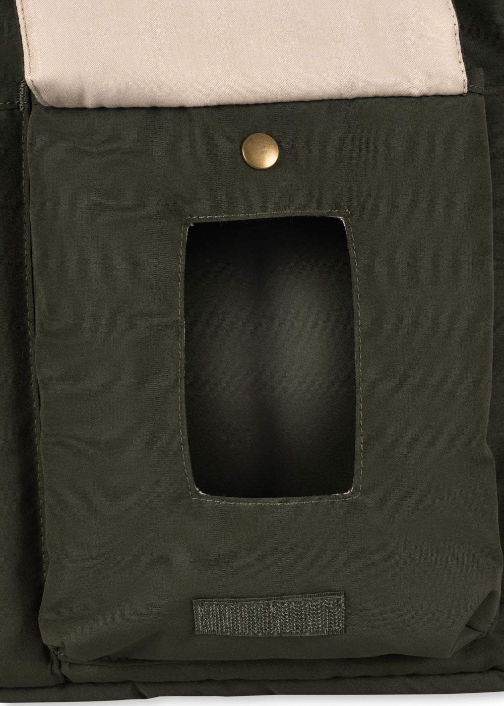 Konges Slojd All You Need Bag in moss grey, soft fabric with handles, designed for carrying essentials in a stylish, minimalist style.