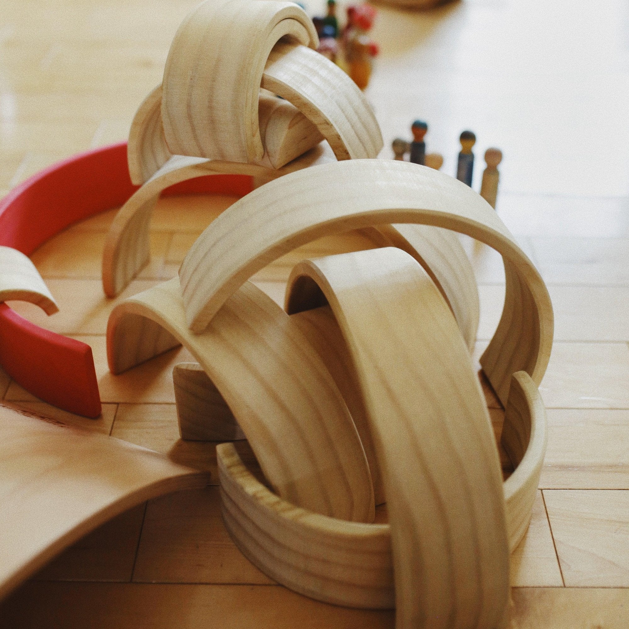 Kinderfeets large natural wooden arches toy, made of smooth, eco-friendly wood, ideal for creative play and stacking.