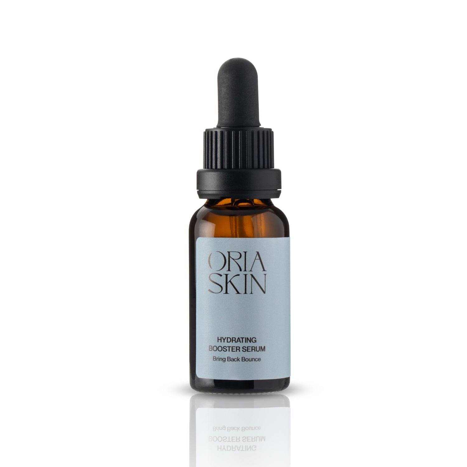 Oria Skin Hydrating Booster Serum in a sleek bottle, showcasing its clear liquid formula and smooth, modern packaging.