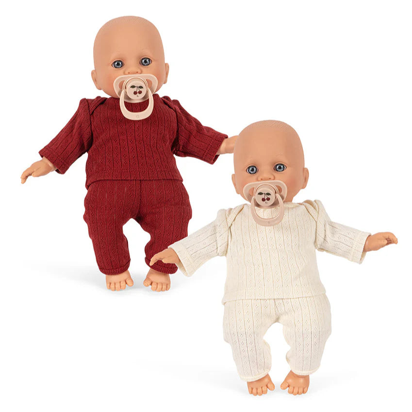 Konges Slojd Bobo and Bobbie baby dolls toy set, soft fabric dolls with detailed features for children.