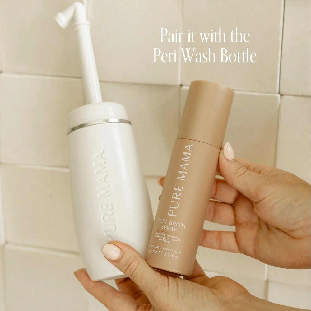 Pure Mama Post Birth Relief Spray with witch hazel and aloe, designed for women’s vulva comfort and recovery after childbirth.