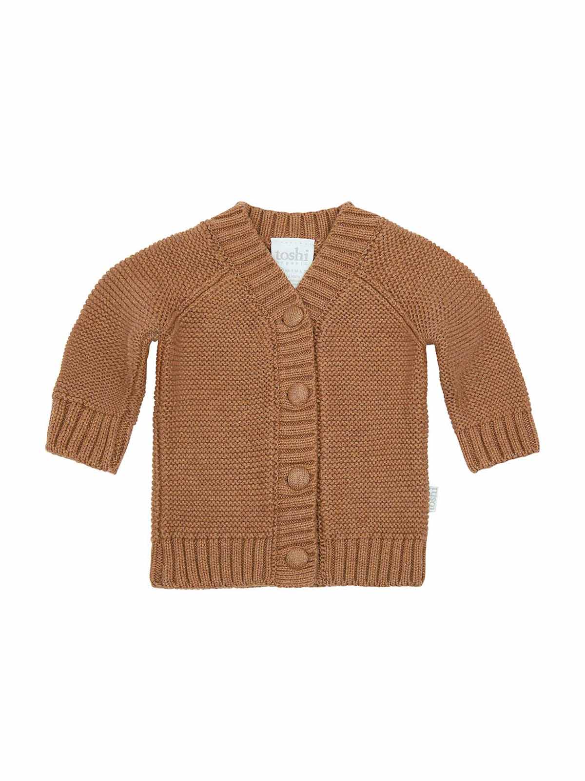 Toshi organic cotton baby cardigan walnut