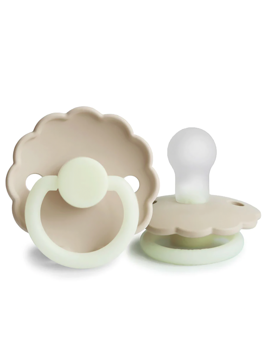 FRIGG Pacifier Daisy Night Silicone Cream Duo Little Bambinos NZ