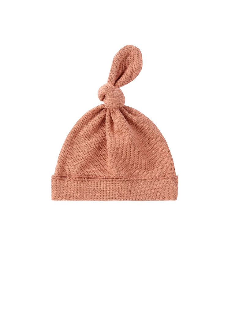 Susukoshi Knotted Baby Hat Terracotta Pointelle