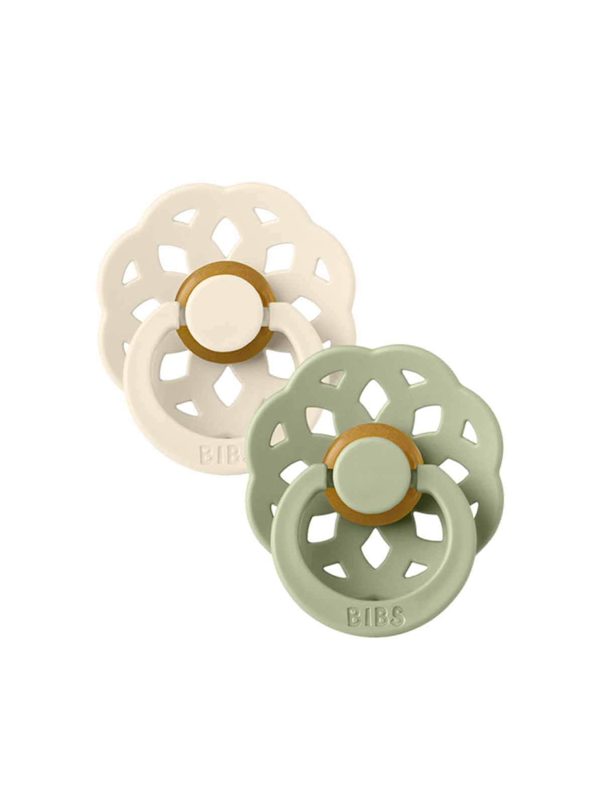 BIBS boheme baby pacifier. baby dummy. sage and ivory dummies