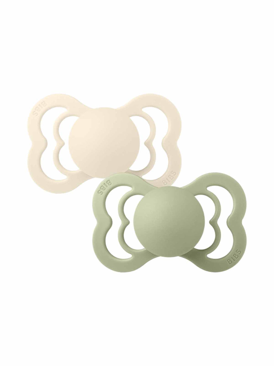 BIBS Pacifier Supreme Silicone Ivory + Sage Little Bambinos NZ