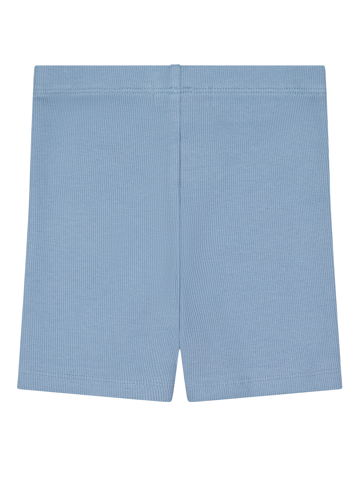 Back view of Sonnie Orla Ribbed Bike Shorts in Dusty Blue, showing the fitted design and ribbed texture.
