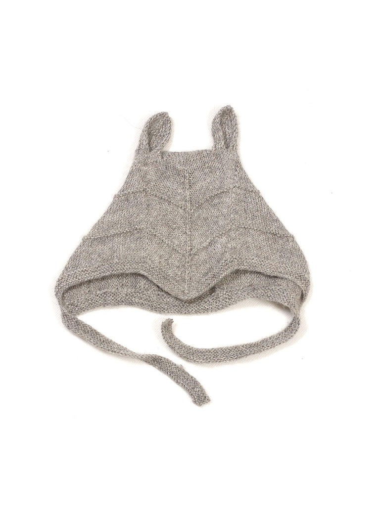 Huttliehut Alpaca Wool Rabbit Hat - Grey Colour. hand knitted baby hat. fairtrade certified