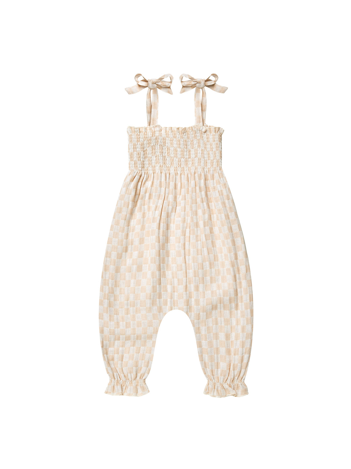Rylee + Cru Sawyer shell check jumpsuit for kids, featuring a stylish checkered pattern and comfortable fit.