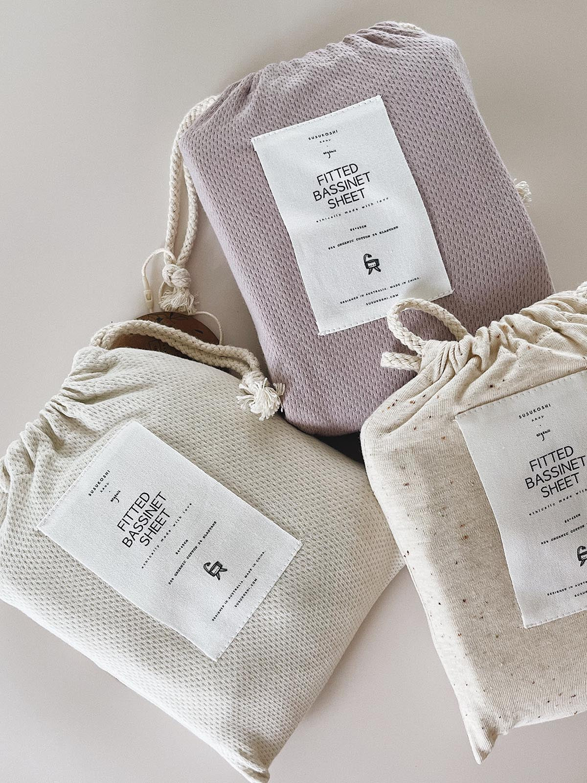 Susukoshi organic bassinet sheet pale lilac