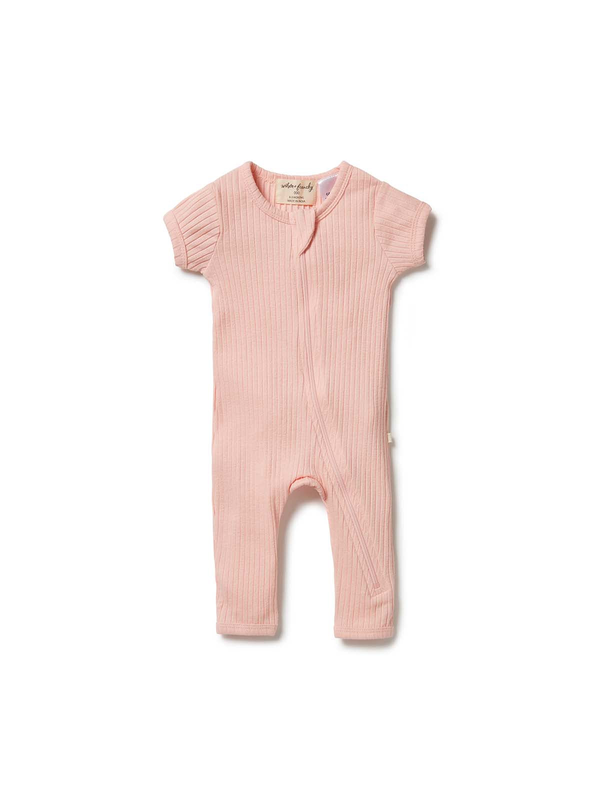 Wilson & Frenchy organic rib zipsuit blush