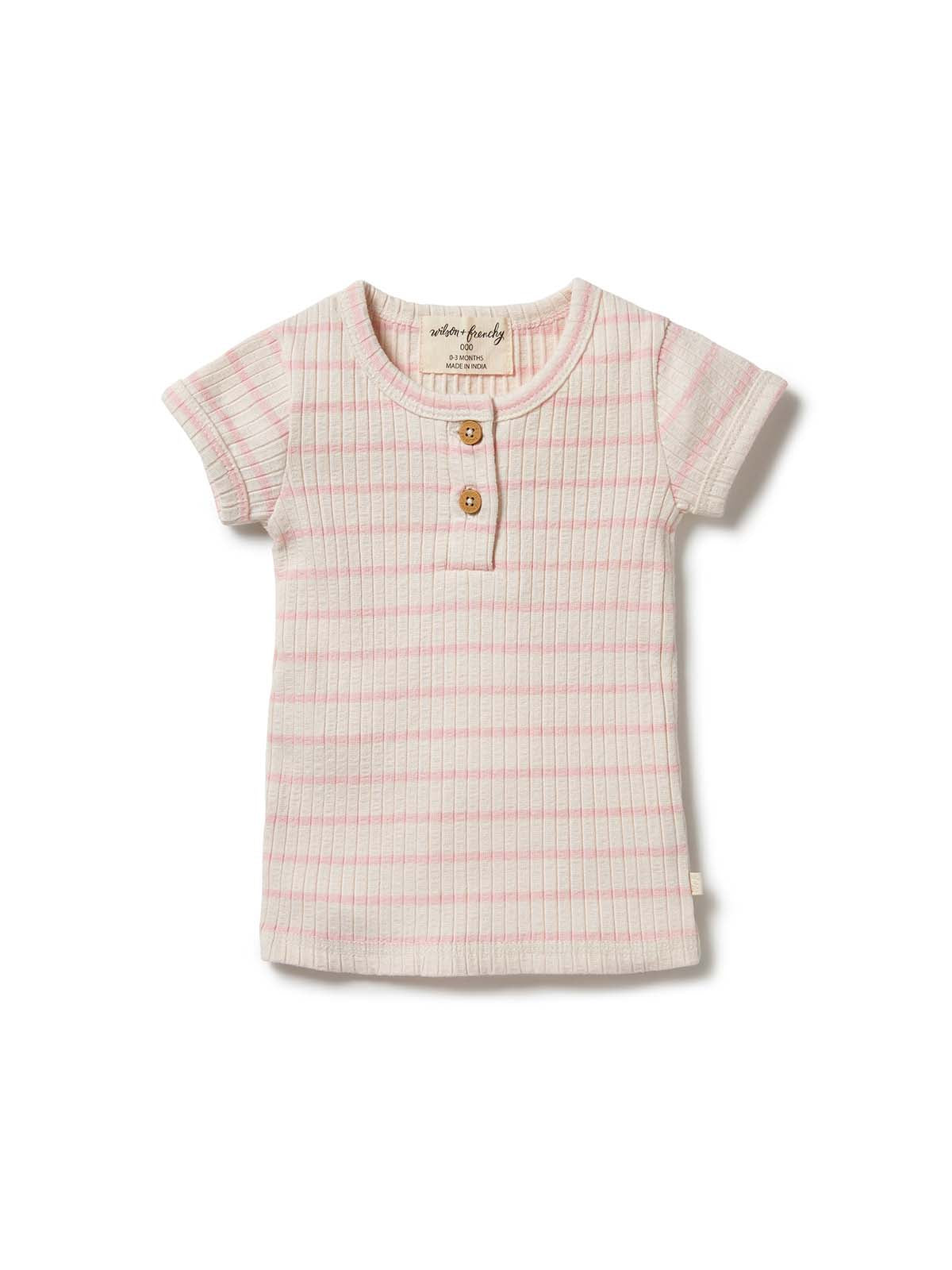 Wilson & Frenchy organic stripe rib tee pink lemonade