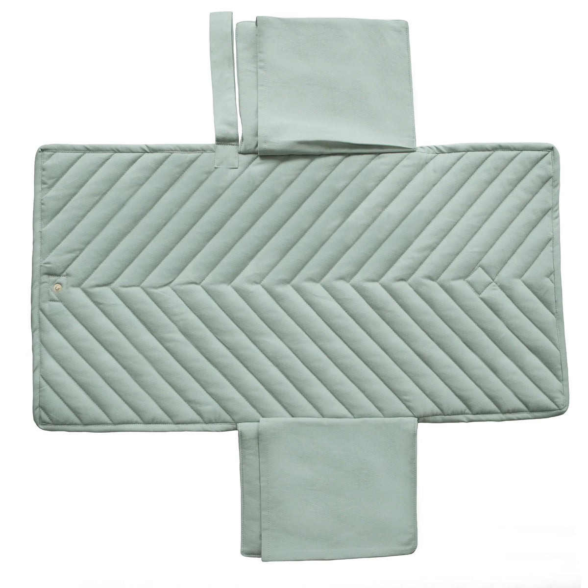 Mushie portable change pad cover in Roman Green, soft and waterproof for easy diaper changes on the go.