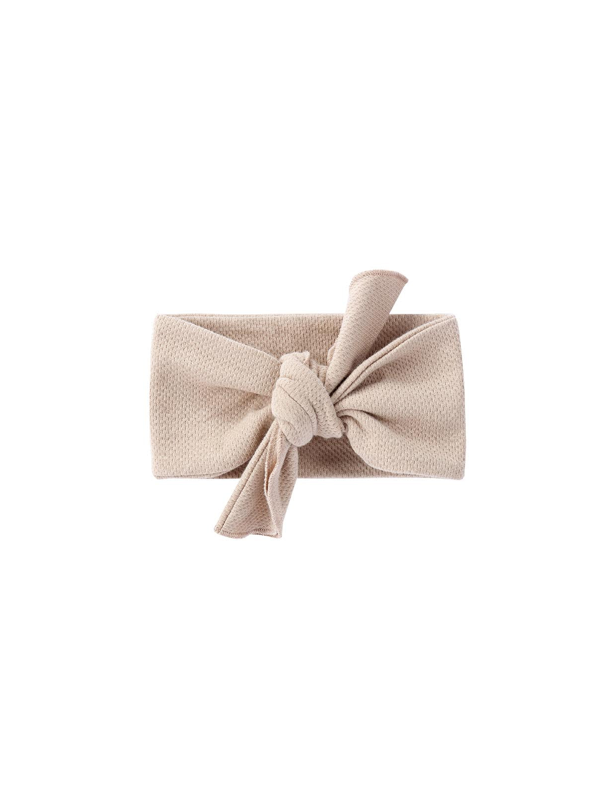Susukoshi organic cotton baby headband. Taupe Pointelle.