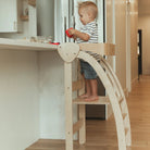 Kinderfeets Pikler Observation Tower climbing toy in natural wood finish, designed for safe, developmental play for children.