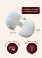 Belly Bliss pregnancy pillow with soft fabric cover, designed for supporting pregnant women in sleeping comfortably.