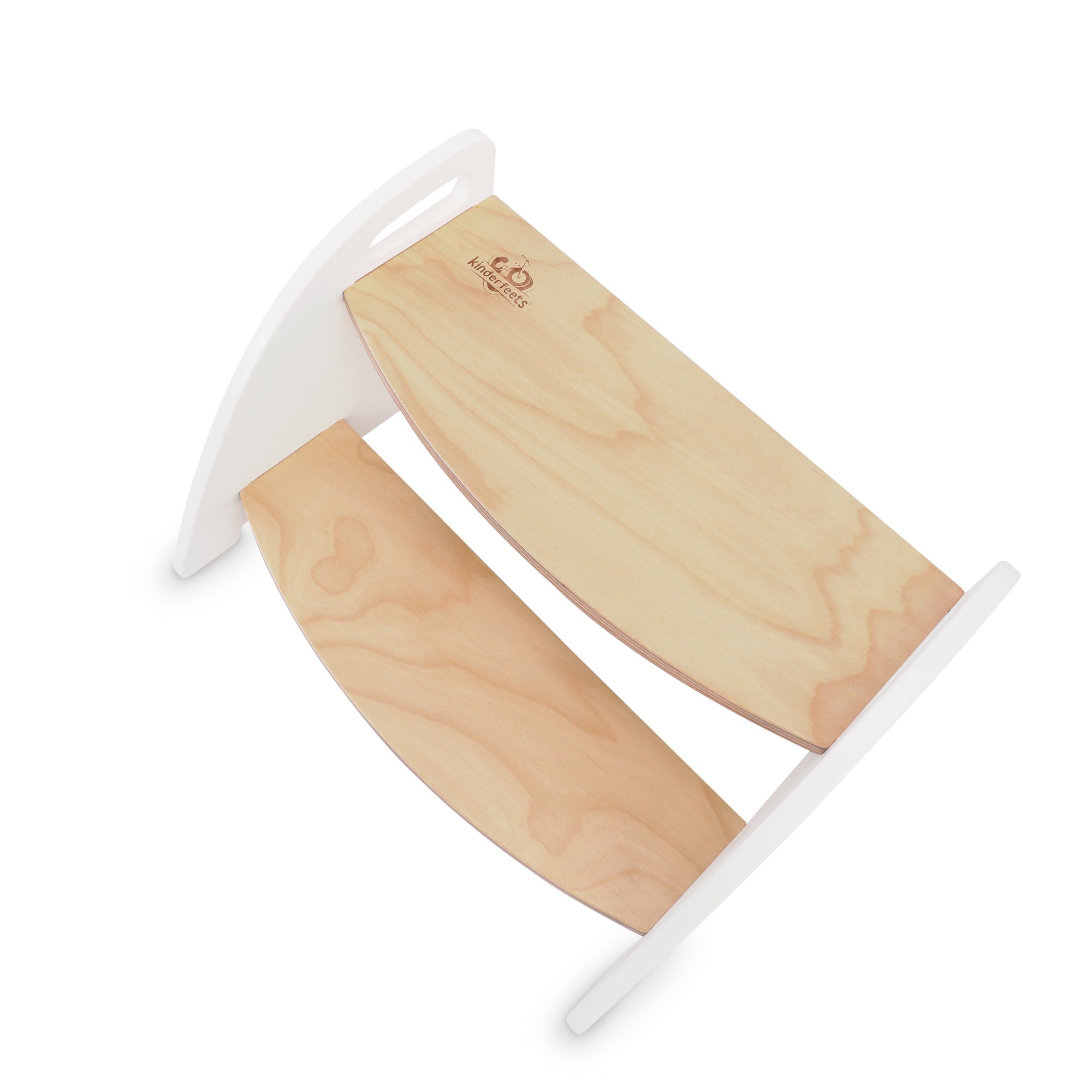Kinderfeets Step Stool in natural wood finish, lightweight and sturdy toddler helper with rounded edges and smooth surface.