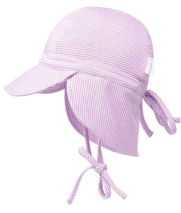 Lavender Toshi Flap Cap for babies, soft and stylish hat with a secure fit, designed for comfort and sun protection.