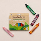 Set of Honeysticks beeswax crayons in super jumbo size, featuring seven colorful crayons in a natural, child-friendly design.
