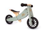 Kinderfeets Tiny Tot Sage Green trike and balance bike for toddlers, featuring a sturdy frame and colorful grips.