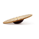 Kinderfeets Bamboo Balance Disk for kids, round balance cushion with natural bamboo finish and textured surface for stability.