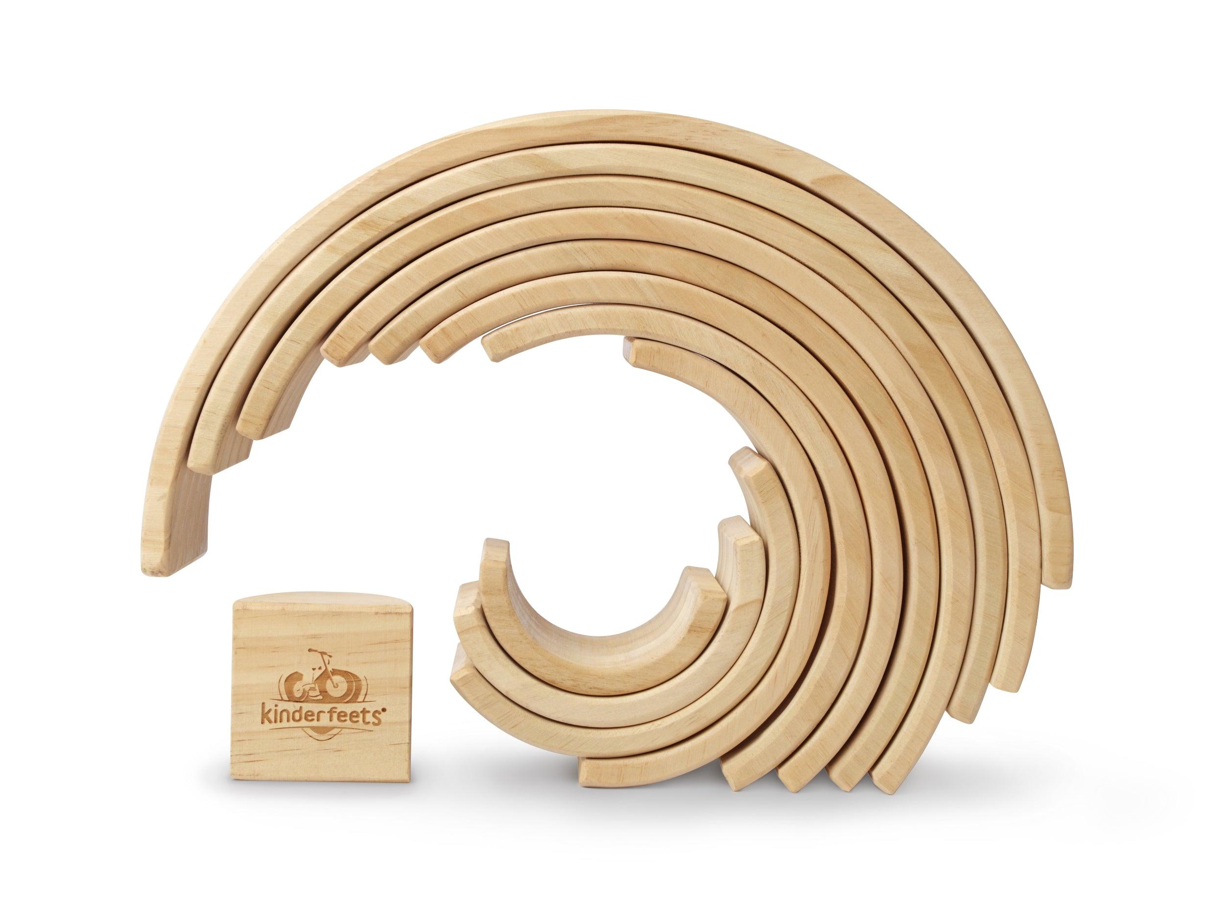Natural wooden arches toy from Kinderfeets, large size, crafted from smooth, natural wood for imaginative play and developmental fun.