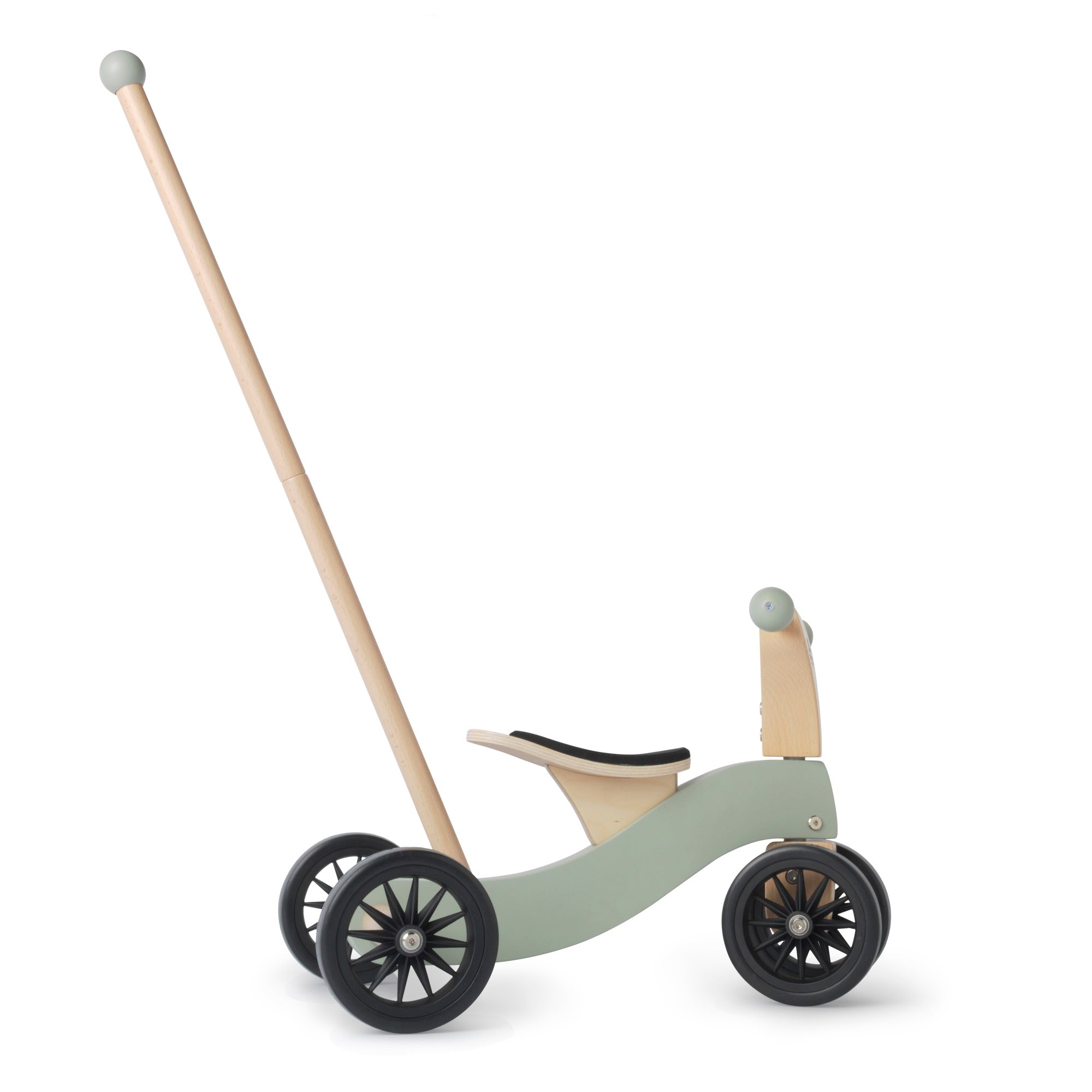 Kinderfeets Tiny Glider toy, colorful wooden balance bike for toddlers, featuring sleek design and sturdy construction.