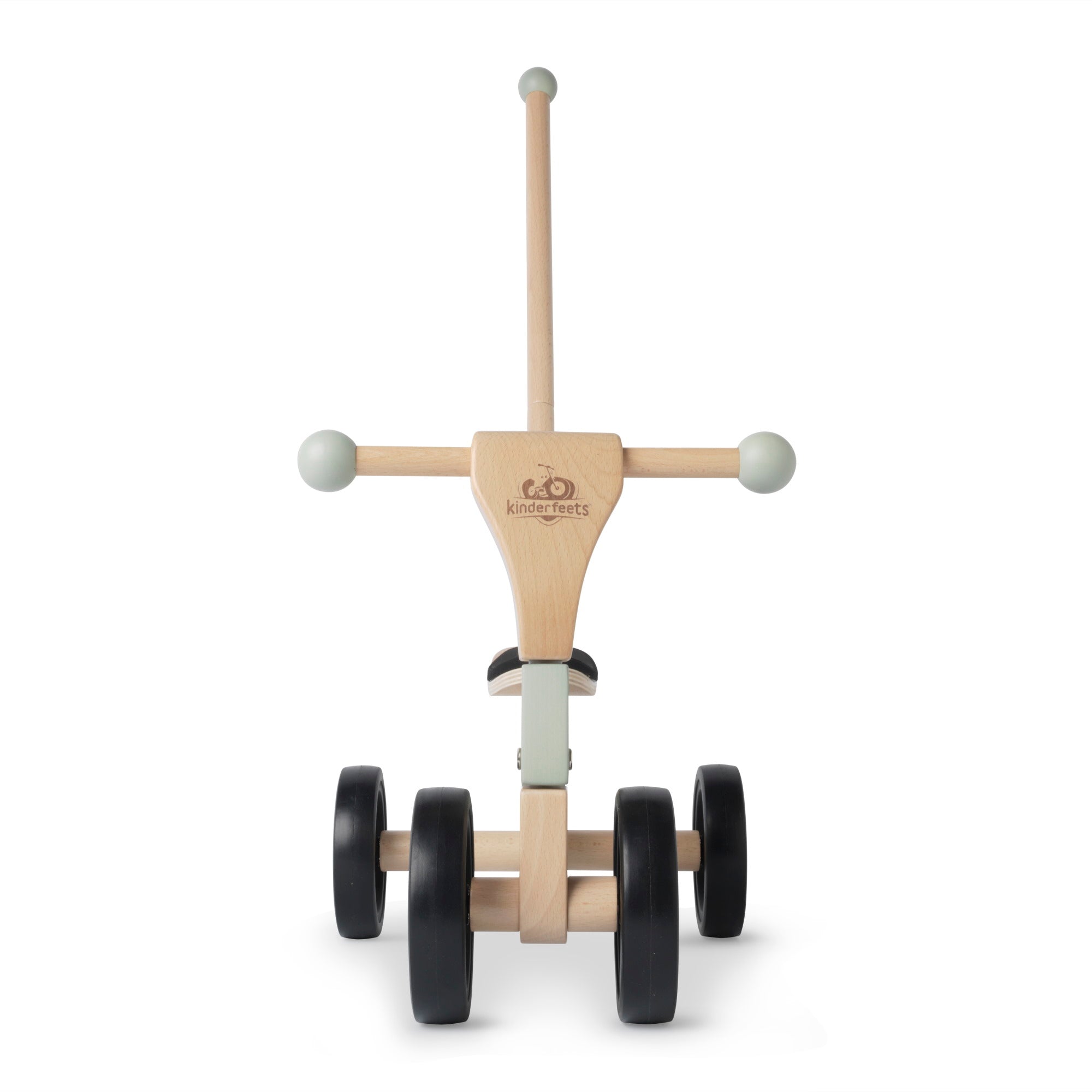 Kinderfeets Tiny Glider toy in vibrant colors, featuring a wooden frame and smooth wheels for young children to ride and play.