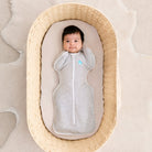 Love To Dream Swaddle Up™ Original 1.0 TOG in grey, a soft swaddle blanket with arm openings for easy swaddling and comfort.