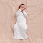 Love to Dream Swaddle Up Lite 0.2 TOG in white, cozy swaddle with 'You Are My' print, designed for safe baby sleep.