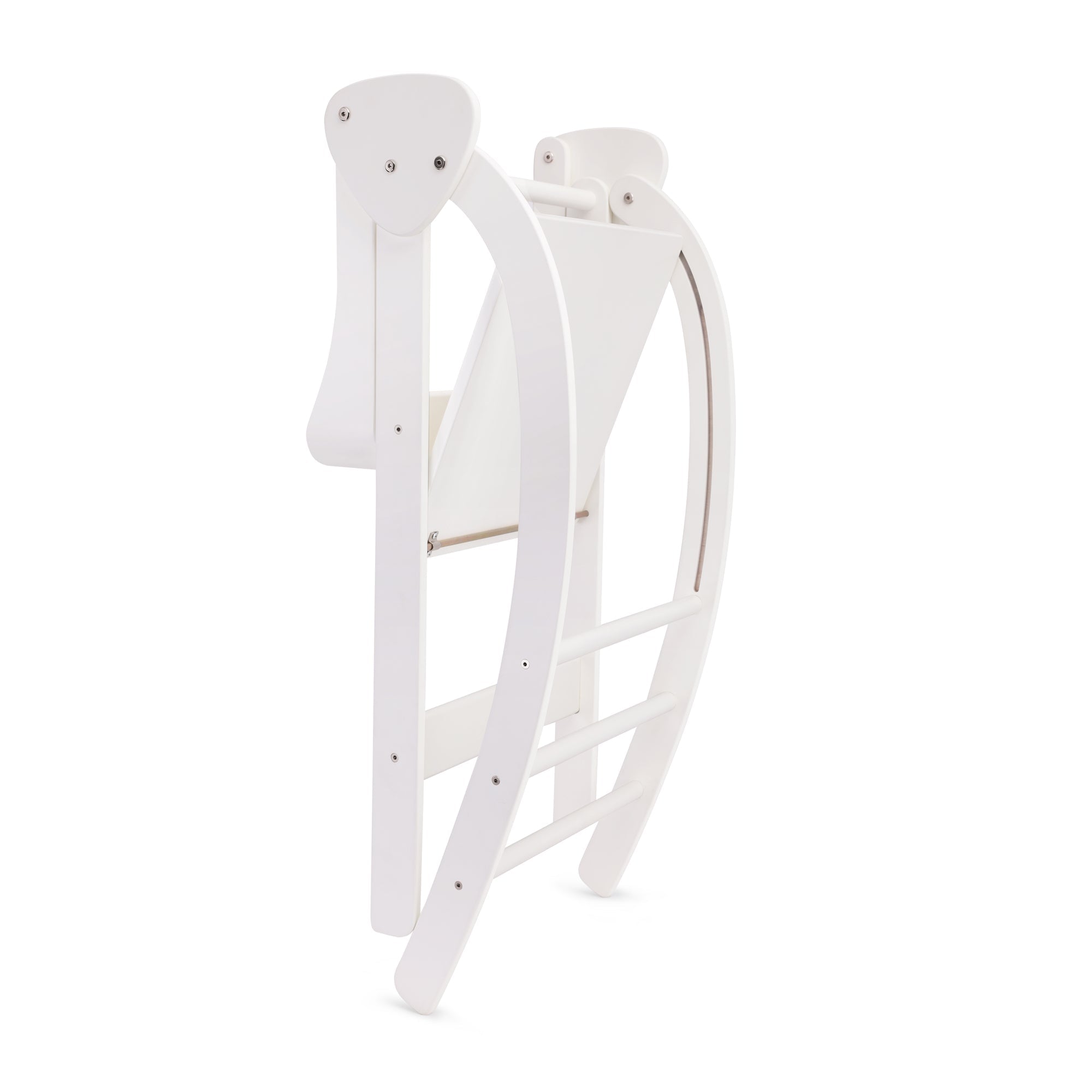 Kinderfeets Pikler observation tower in white, sturdy wooden play structure with multiple platforms for climbing and exploration.