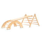 Kinderfeets Pikler Triangle medium climbing toy with arch and slide, made of wood for safe indoor play and motor skill development.