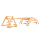 Kinderfeets Pikler Triangle small climbing toy with arch and slide, made of wood for safe, developmental play.