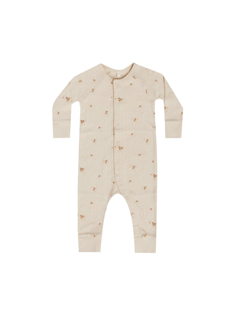Quincy Mae Pointelle Wrap Top + Footed Pant Set | Ditsy Clay main image 0
