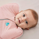Love to Dream Swaddle Up™ Warm 2.5 TOG in dusty pink, soft fabric with a snug fit for baby, showing the swaddle's design and material.