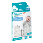 Love to Dream Swaddle Up™ Extra Warm 3.5 TOG in Moonlight White, soft fabric swaddle for babies, shown in a snug, cozy wrap.