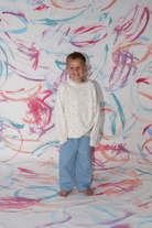 GROWN Organic Funfetti Knit Pull Over sweater in surf color, featuring colorful funfetti pattern and cozy knit fabric.