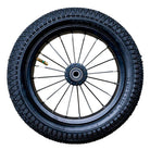 Black Trybike complete wheel for bikes and scooters, featuring a durable metal rim and spokes, ready for assembly and riding.