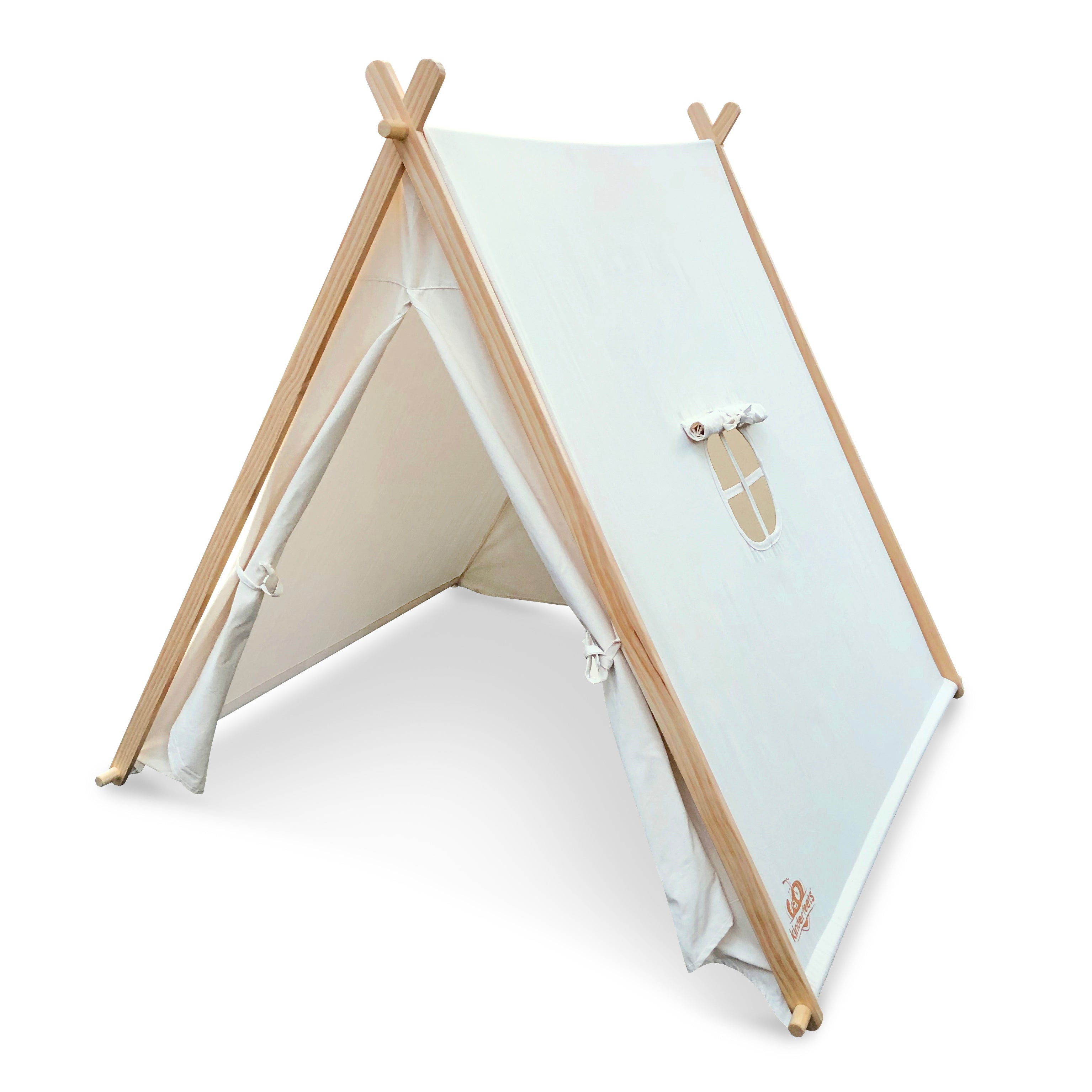 Kinderfeets play tent with open doorway, colorful fabric, and sturdy frame for kids' imaginative play and indoor adventures.