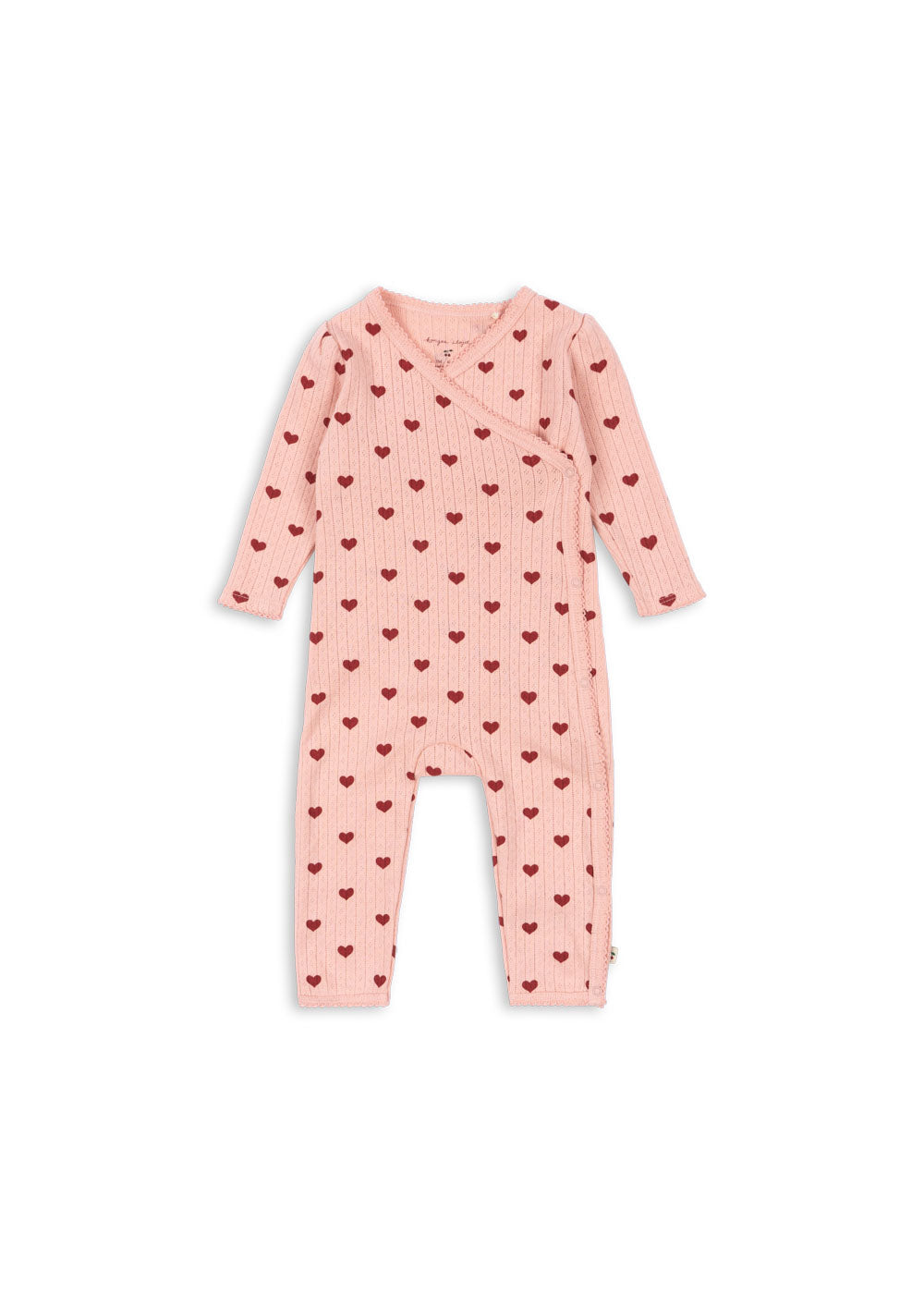 Konges Slojd Minnie Newborn Onesie in Amour Rouge, soft red baby onesie with cute Minnie design, perfect for newborns.