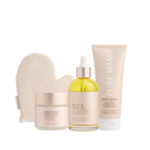 Pure Mama Pregnancy Care Set including belly and body oils, magnesium rub, and body scrub, designed for women's prenatal skin care.